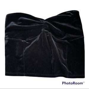 Velour strapless crop top